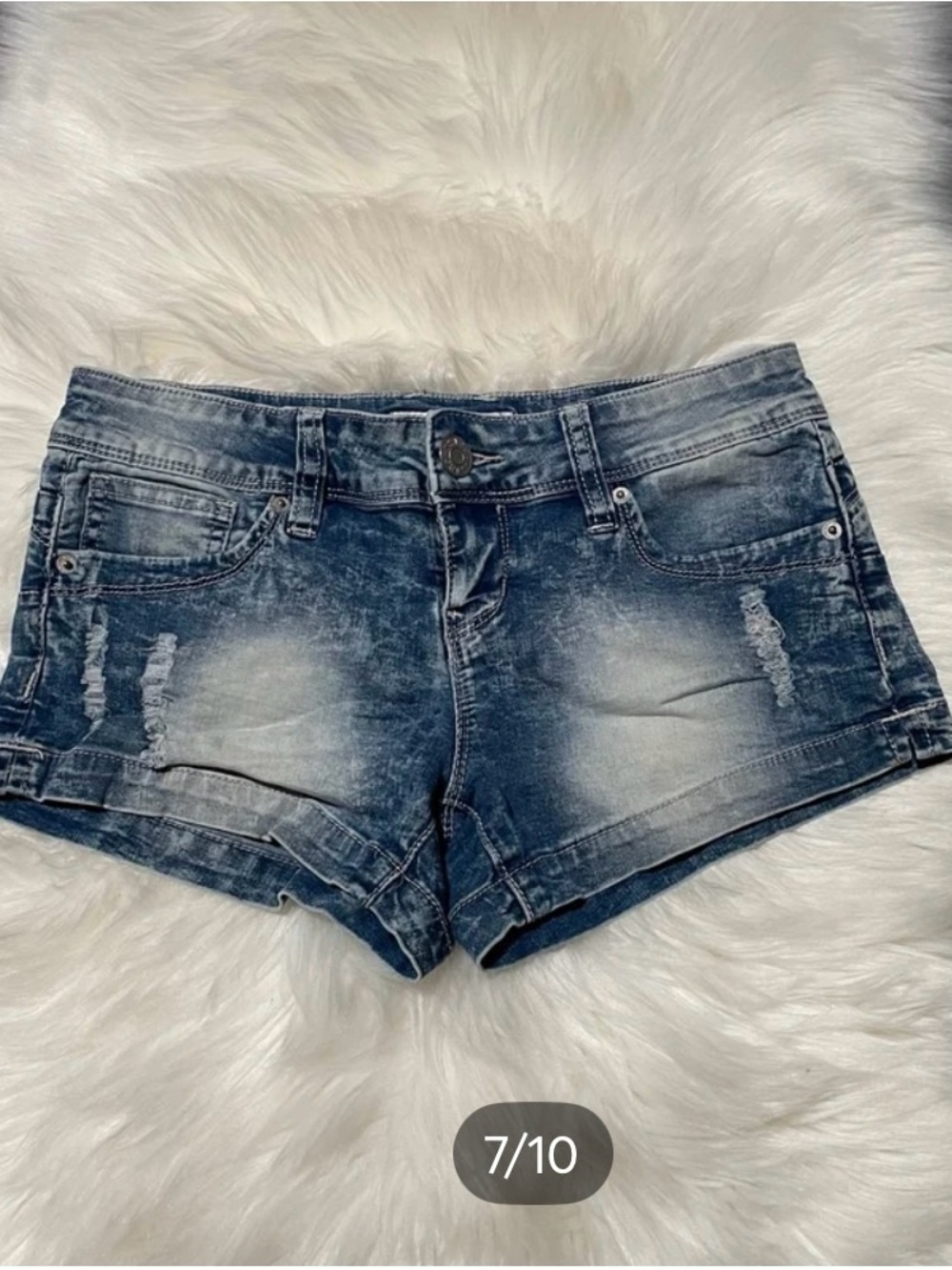 Guess Light Wash Distressed Denim Women's Shorts - Picture 6 of 9